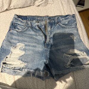 American Eagle Outfitters Light Blue Distressed Jean Shorts